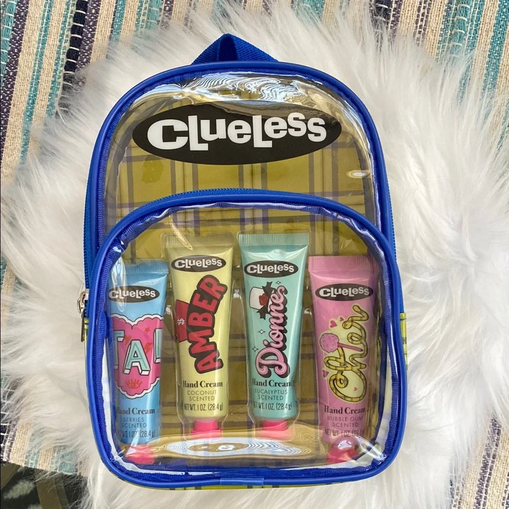 New Clueless Blue Plaid Backpack with Hand Cream Set
